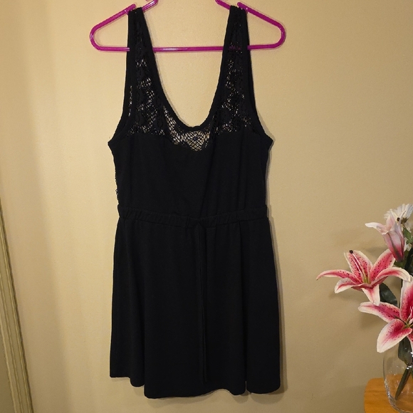 Pacific Beach Other - Pacific Beach Elegant Black Lace Top Swim Coverup w/Tie Up Detail